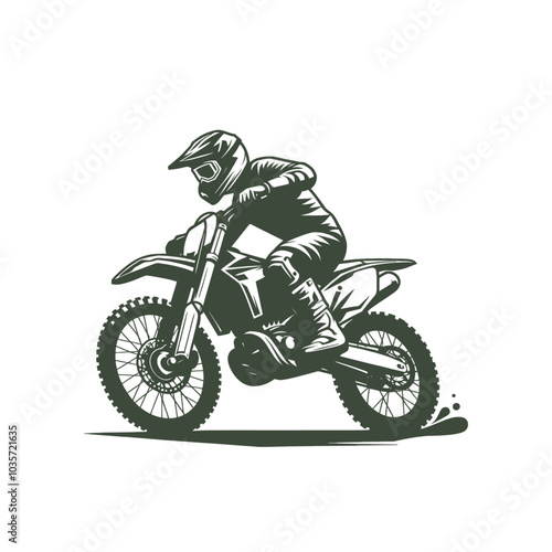 Motocross biker riding a dirt bike. isolated vector illustration