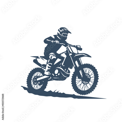 Motocross biker riding a dirt bike. isolated vector illustration