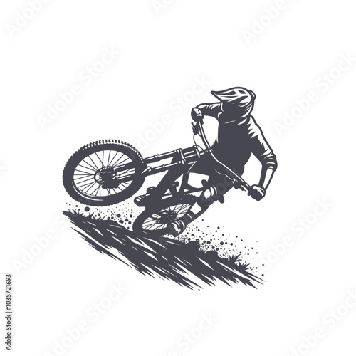Mountain bike rider isolated vector illustration
