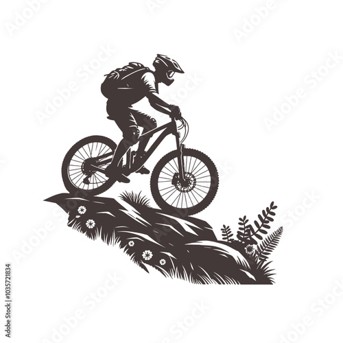 Mountain bike rider isolated vector illustration