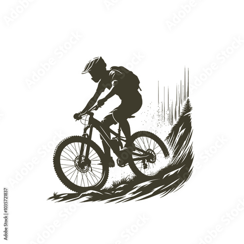 Mountain bike rider isolated vector illustration