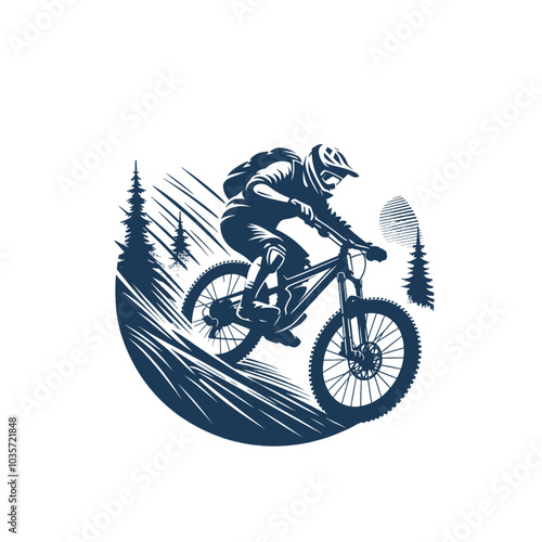 Mountain bike rider isolated vector illustration