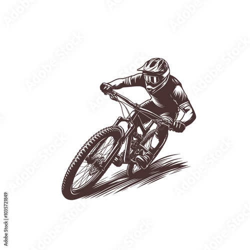 Mountain bike rider isolated vector illustration