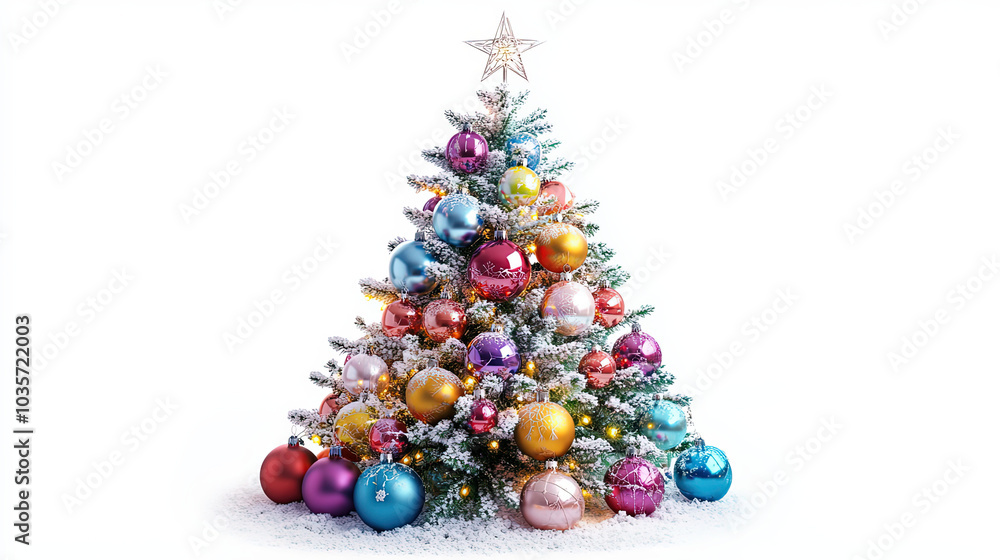 Decorated Christmas tree isolated on white Decorated Christmas tree isolated on white