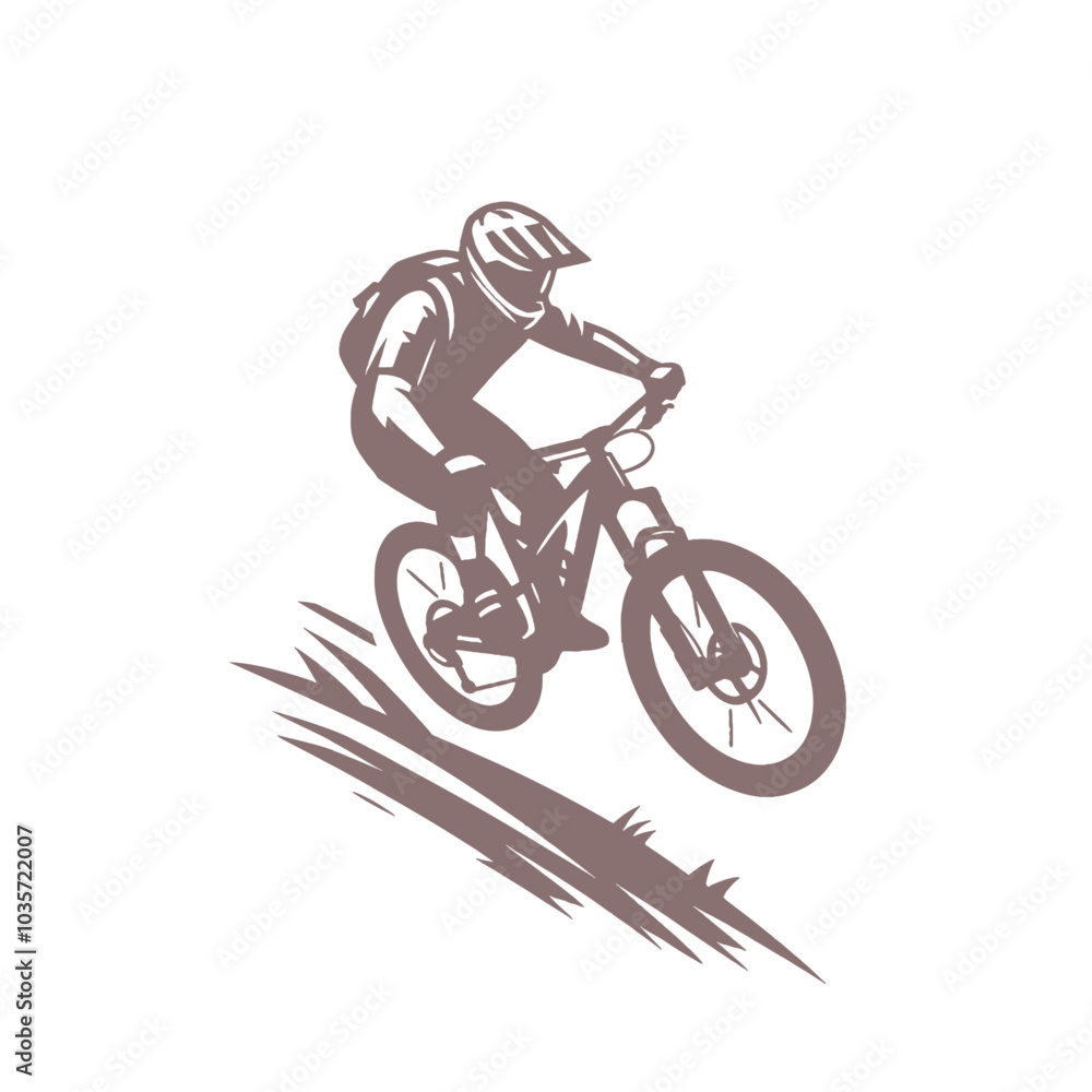 Fototapeta premium Mountain bike rider isolated vector illustration