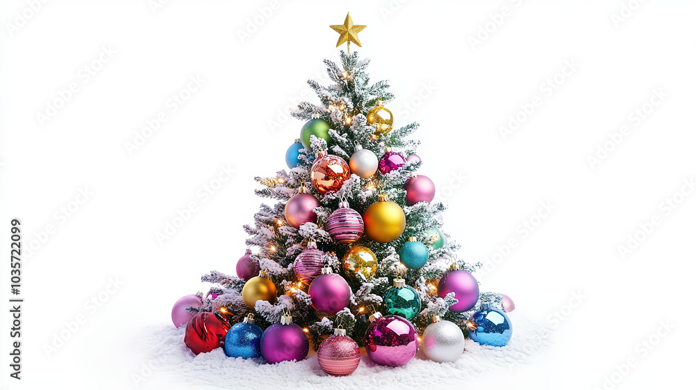 Decorated Christmas tree isolated on white Decorated Christmas tree isolated on white