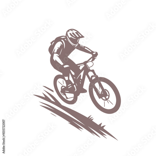 Mountain bike rider isolated vector illustration