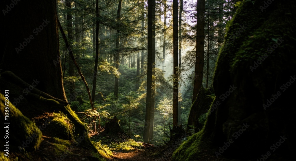 Sunbeams Breaking Through the Forest Canopy Sunbeams Breaking Through the Forest Canopy