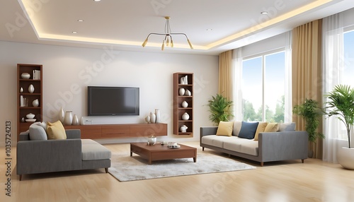 Wallpaper Mural Home luxury drawing room lighting and indoor plants image. Torontodigital.ca