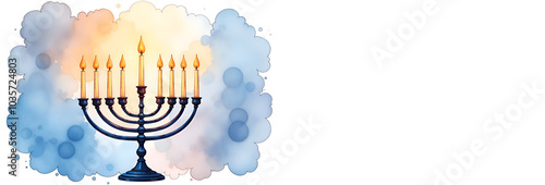 Hanukkah celebrations. The traditional festive background is the 