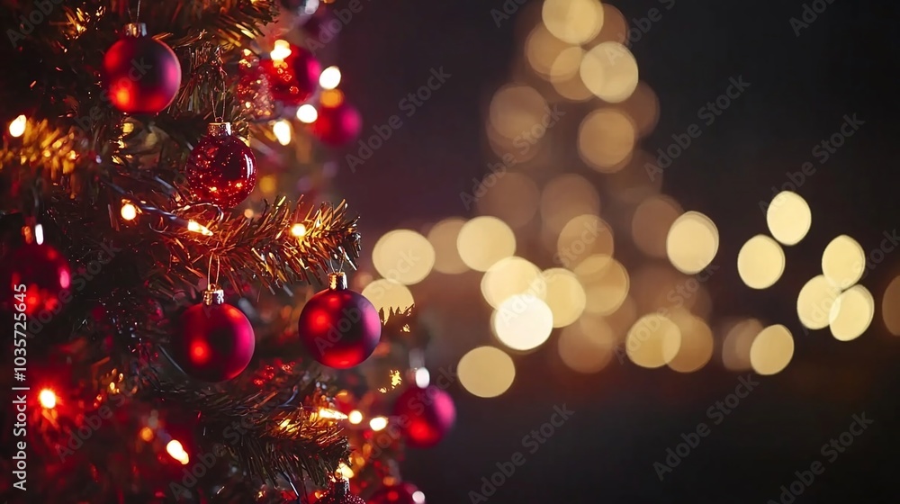 Shiny abstract bokeh of blurred golden and red lights on a dark background. Bright and festive design perfect for holiday decorations, Christmas ornaments, and seasonal backdrops. Shiny abstract bokeh of blurred golden and red lights on a dark background. Bright and festive design perfect for holiday decorations, Christmas ornaments, and seasonal backdrops.