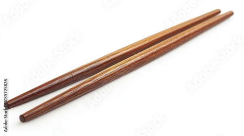 A pair of wooden chopsticks, typically used for eating Asian cuisine.