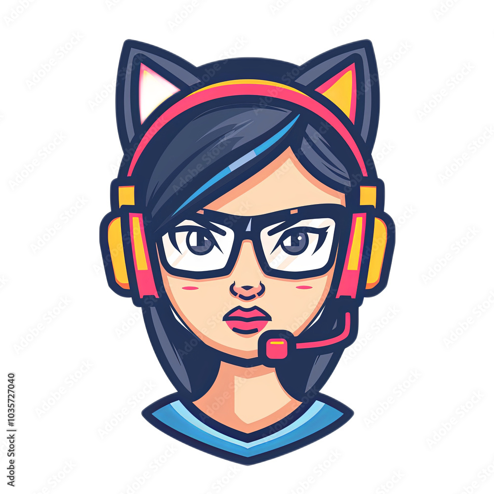 Gamer Girl with Headset and Cat Ears Gamer Girl with Headset and Cat Ears