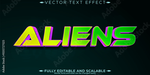 Galaxy alien text effect, editable ufo and space text style