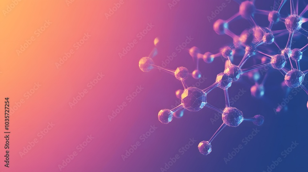 Abstract 3D Molecular Structure with Colorful Gradient Background Abstract 3D Molecular Structure with Colorful Gradient Background