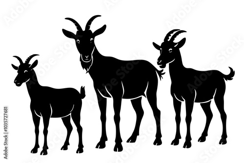 Goat silhouette vector on a white background.