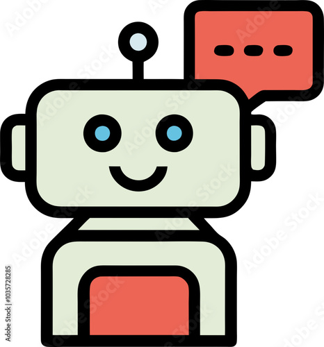 Colorful robot face icon with minimalist design, featuring orange, blue, red, and white robotic heads in front view, 심플한 디자인의 로봇 얼굴 아이콘, 주황색, 파란색, 빨간색, 흰색의 로봇 전면 뷰