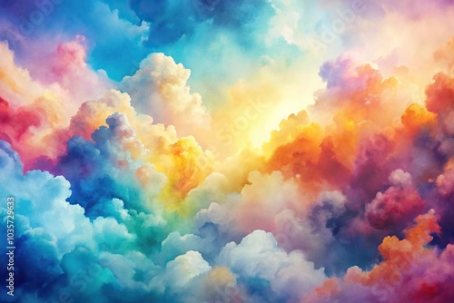 abstract watercolor background with colorful clouds