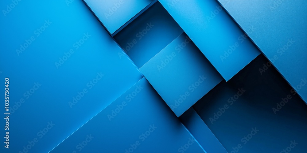 Fototapeta premium Layered geometric blue shapes create a modern abstract design.