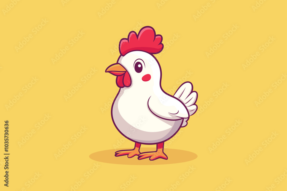 Cute chicken kawaii cartoon vector icon concept Isolated Flat Vector Illustration on color background Cute chicken kawaii cartoon vector icon concept Isolated Flat Vector Illustration on color background