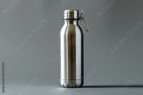 Sleek Stainless Steel Water Bottle on a Minimalist Background