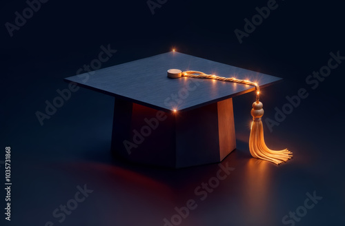 Student cap, College and high school Graduation hat on black background