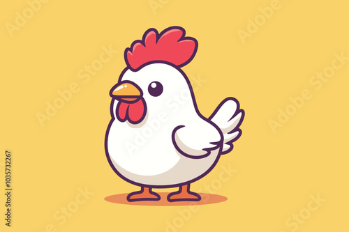 Cute chicken kawaii cartoon vector icon concept Isolated Flat Vector Illustration on color background  photo