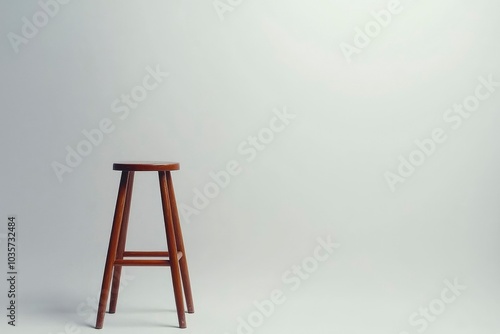 A Simple Wooden Stool Against a White Background