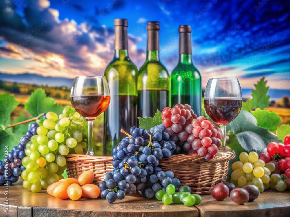Grapes and Wine Bottles Collage - High Dynamic Range Wine Photography for Enthusiasts and Collectors Grapes and Wine Bottles Collage - High Dynamic Range Wine Photography for Enthusiasts and Collectors