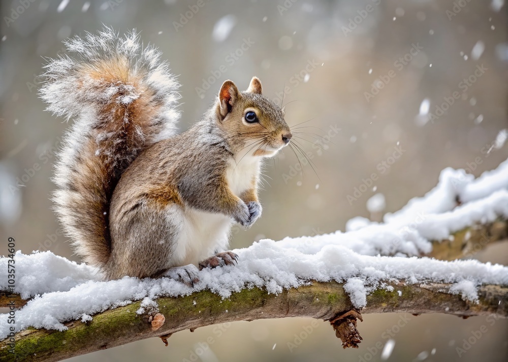 Grey Squirrel in Snowy Landscape - Nature Photography Grey Squirrel in Snowy Landscape - Nature Photography