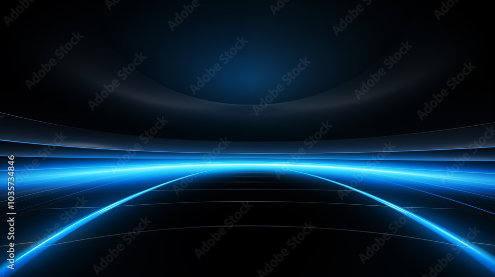 Blue glowing arc technology concept abstract platform background image Blue glowing arc technology concept abstract platform background image