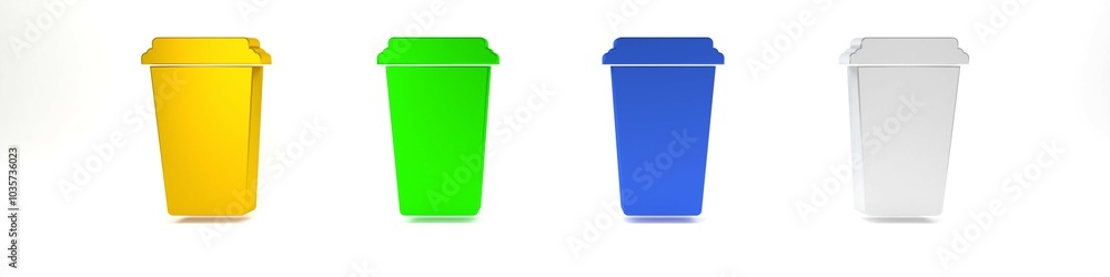Colorful Coffee cup icon isolated on white background. Disposable coffee cup with hot coffee. Minimalism concept. 3D render illustration Colorful Coffee cup icon isolated on white background. Disposable coffee cup with hot coffee. Minimalism concept. 3D render illustration