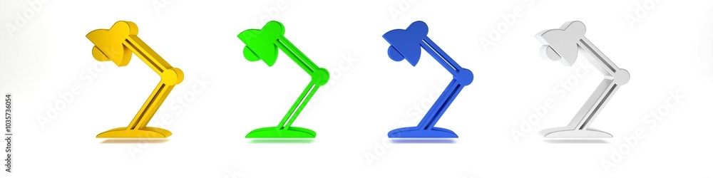 Colorful Table lamp icon isolated on white background. Table office lamp. Minimalism concept. 3D render illustration Colorful Table lamp icon isolated on white background. Table office lamp. Minimalism concept. 3D render illustration