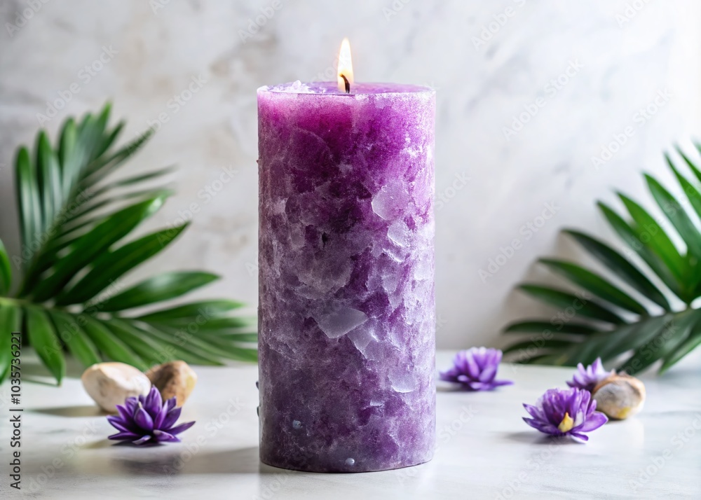 Handcrafted Purple Palm Wax Candle for Stylish Interior Design Handcrafted Purple Palm Wax Candle for Stylish Interior Design