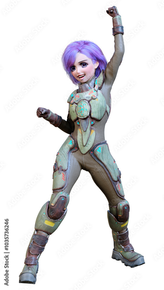 3D Rendering Anime Astronaut Girl on White 3D Rendering Anime Astronaut Girl on White
