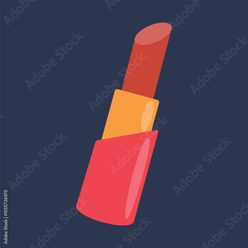 red lipstick in flat vector design.