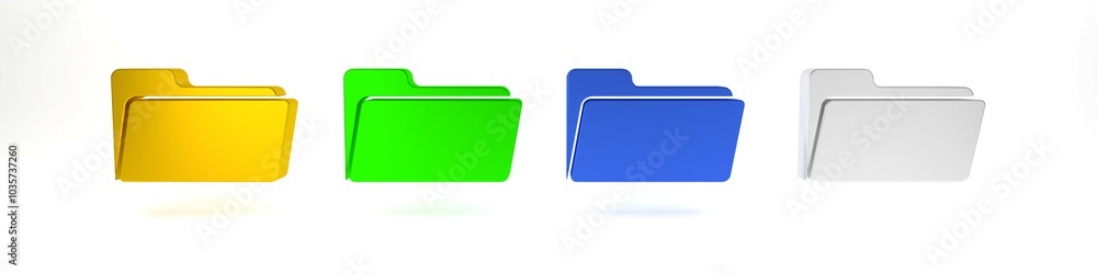 Colorful Folder icon isolated on white background. Minimalism concept. 3D render illustration Colorful Folder icon isolated on white background. Minimalism concept. 3D render illustration