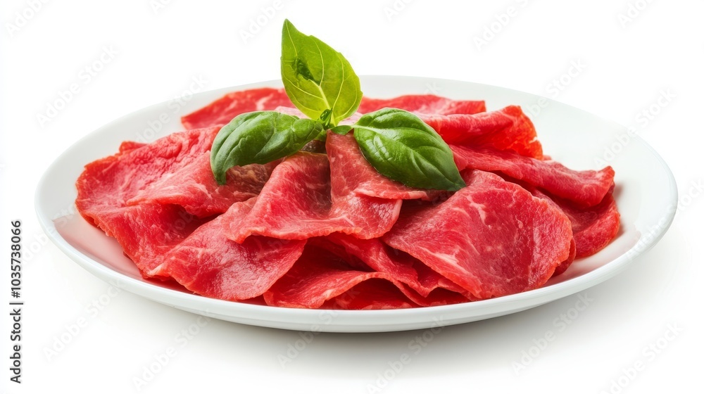 front view Carpaccio with spices on white background isolated front view Carpaccio with spices on white background isolated