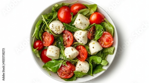 Front view nicoise salad on white background isolated