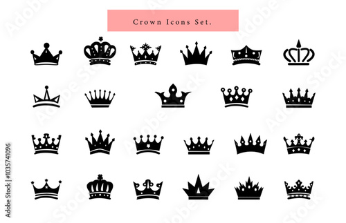 Crown silhouette set icon set stock vector illustration