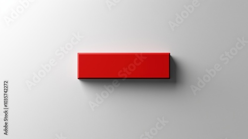 3D Red dash, minus symbol on white background.
