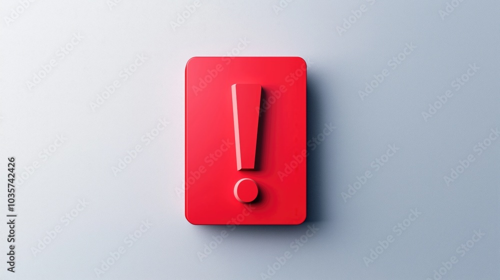 Red exclamation mark on a white background. Modern red 3D exclamation point. Warning sign. Red exclamation mark on a white background. Modern red 3D exclamation point. Warning sign.