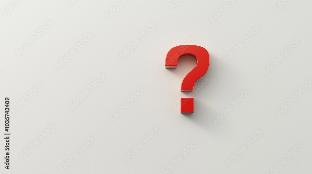 Small red question mark sign on a white background. Modern small 3D red question mark. Small red question mark sign on a white background. Modern small 3D red question mark.