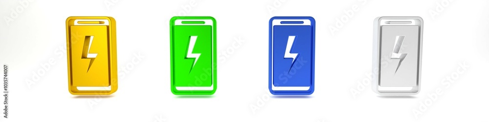 Colorful Smartphone charging battery icon isolated on white background. Phone with a low battery charge. Minimalism concept. 3D render illustration Colorful Smartphone charging battery icon isolated on white background. Phone with a low battery charge. Minimalism concept. 3D render illustration