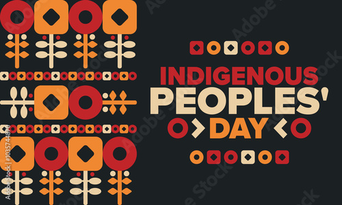 Indigenous Peoples' Day. Native American Day. American Indian culture. Heritage Month. Celebrate annual in United States. Tradition pattern. Poster, card, banner and background. Vector illustration