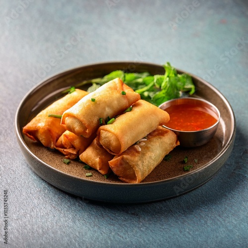 vegan Spring rolls, AI generated photo