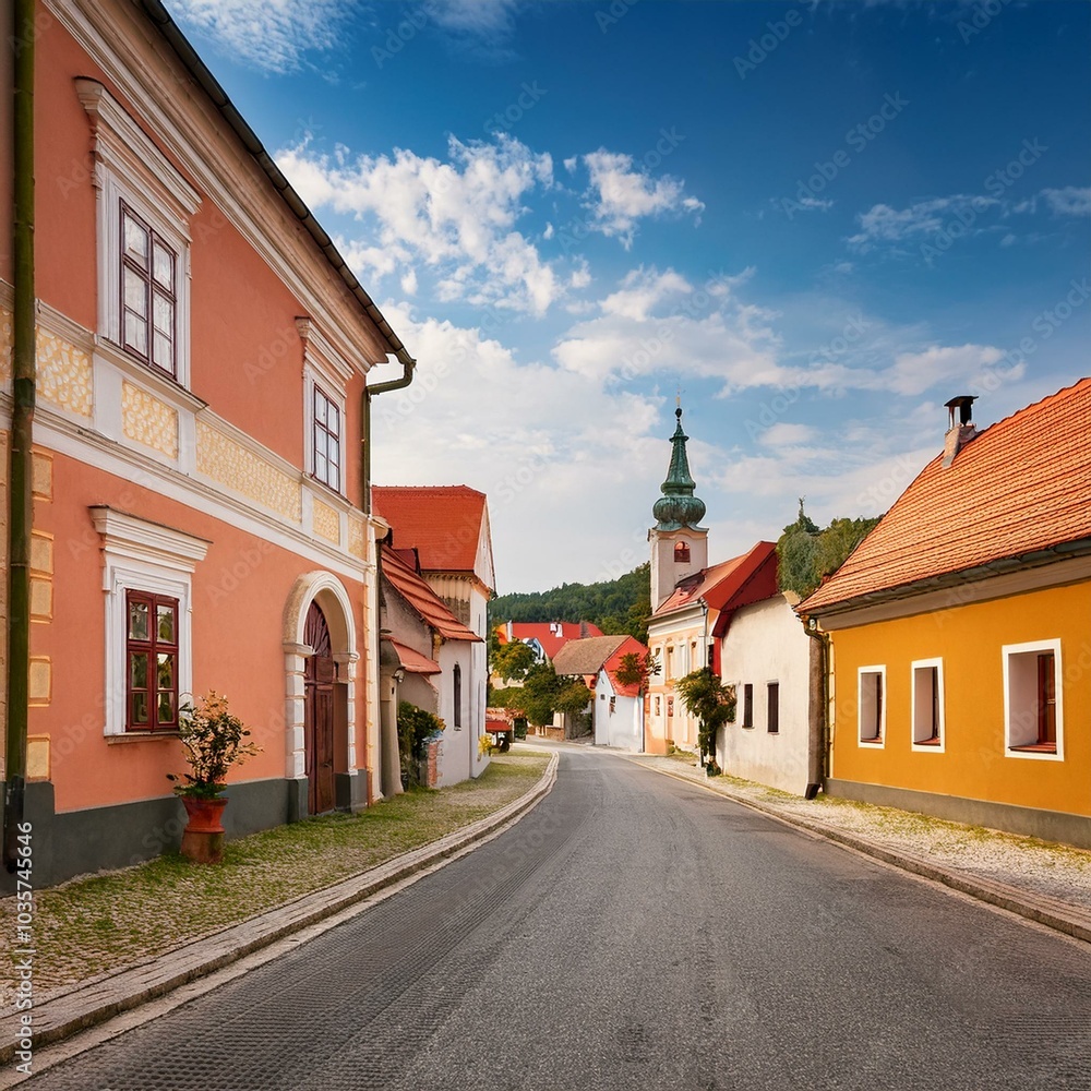 main street in village in Czechia, AI generated main street in village in Czechia, AI generated
