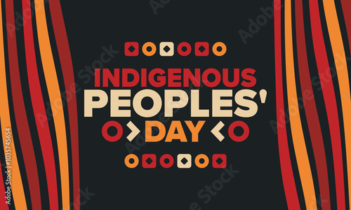Indigenous Peoples' Day. Native American Day. American Indian culture. Heritage Month. Celebrate annual in United States. Tradition pattern. Poster, card, banner and background. Vector illustration