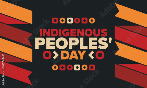 Indigenous Peoples' Day. Native American Day. American Indian culture. Heritage Month. Celebrate annual in United States. Tradition pattern. Poster, card, banner and background. Vector illustration