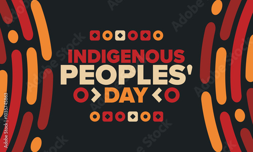 Indigenous Peoples' Day. Native American Day. American Indian culture. Heritage Month. Celebrate annual in United States. Tradition pattern. Poster, card, banner and background. Vector illustration